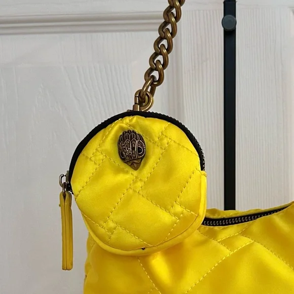 KURT GEIGER ~ Yellow Quilted Shoulder or Handbag w/Coin Purse & Nylon Strap - Picture 5 of 10